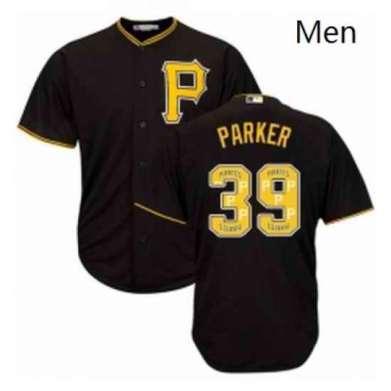 Mens Majestic Pittsburgh Pirates 39 Dave Parker Authentic Black Team Logo Fashion Cool Base MLB Jersey
